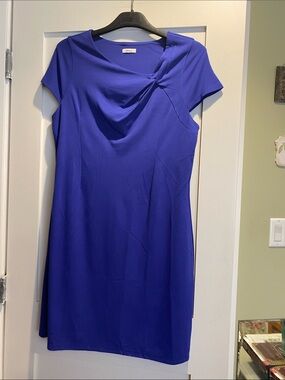 Reitmans Cobalt Blue Twist-Neck Short Sleeve Dress
